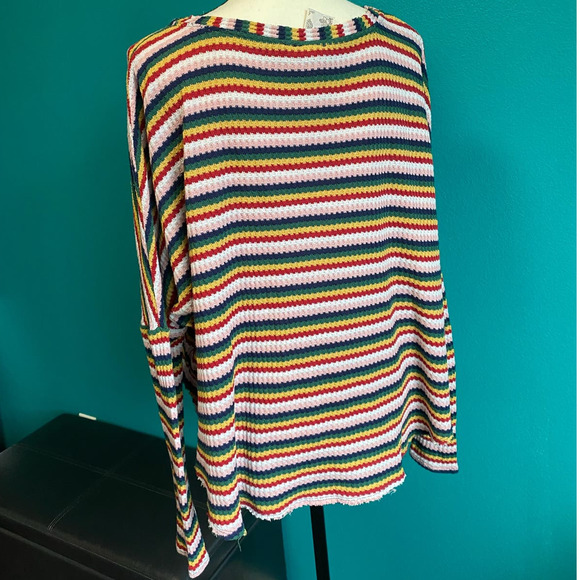 Blu-Pepper Striped Waffle Knit Button Up Cardigan Women's Large - Picture 6 of 10